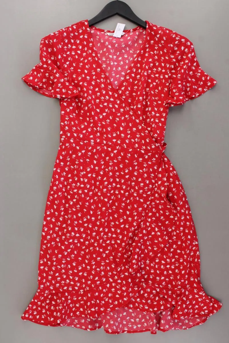 Only Wickelkleid Gr. 36 mit Blumenmuster Kurzarm rot aus Polyester
