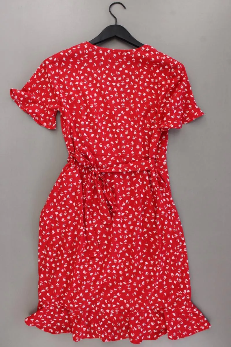 Only Wickelkleid Gr. 36 mit Blumenmuster Kurzarm rot aus Polyester