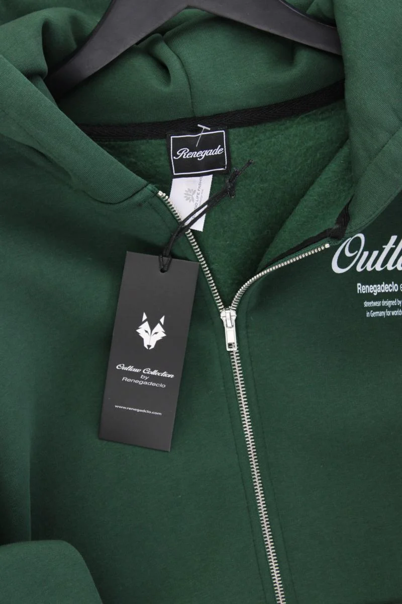 Sweatjacke für Herren Gr. L neu mit Etikett Langarm grün aus Baumwolle