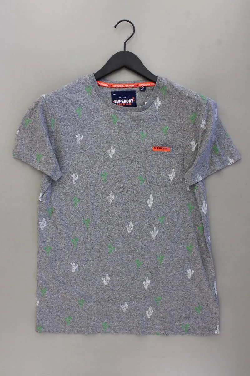 Superdry Shirt mit Kaktusprint für Herren Gr. M Kurzarm grau aus Baumwolle