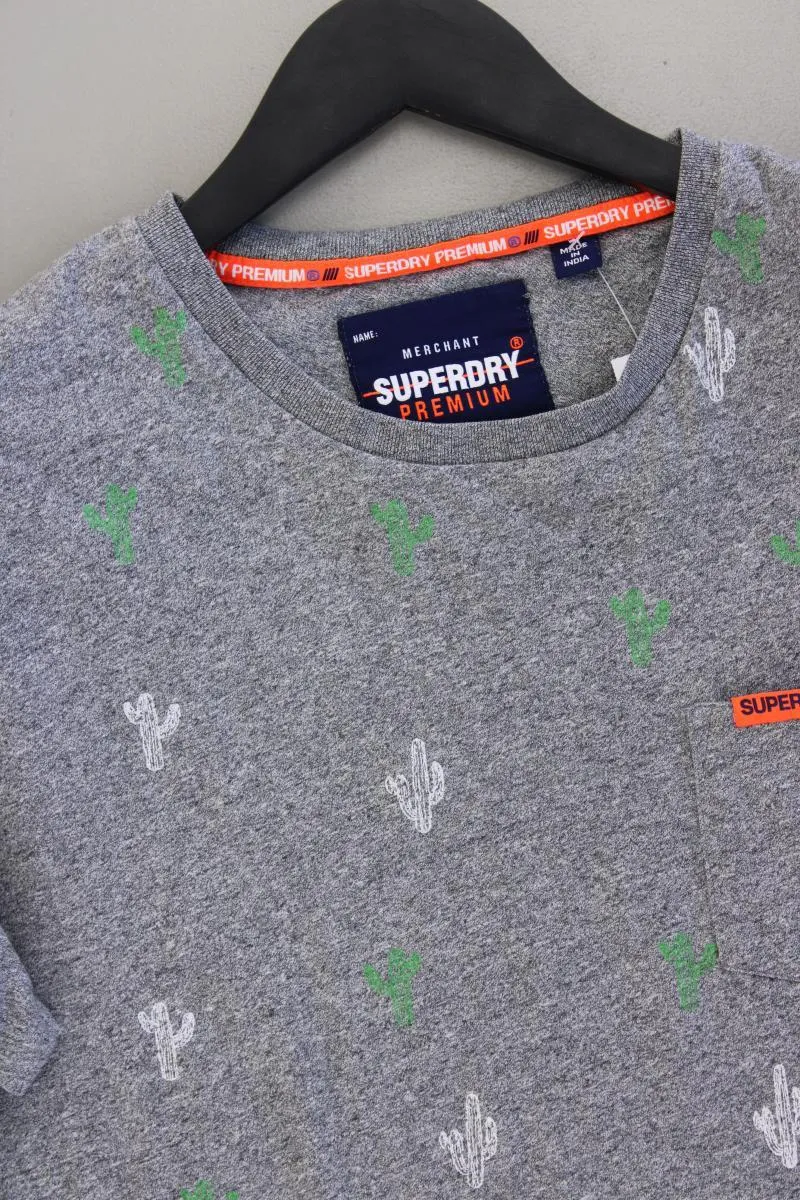 Superdry Shirt mit Kaktusprint für Herren Gr. M Kurzarm grau aus Baumwolle