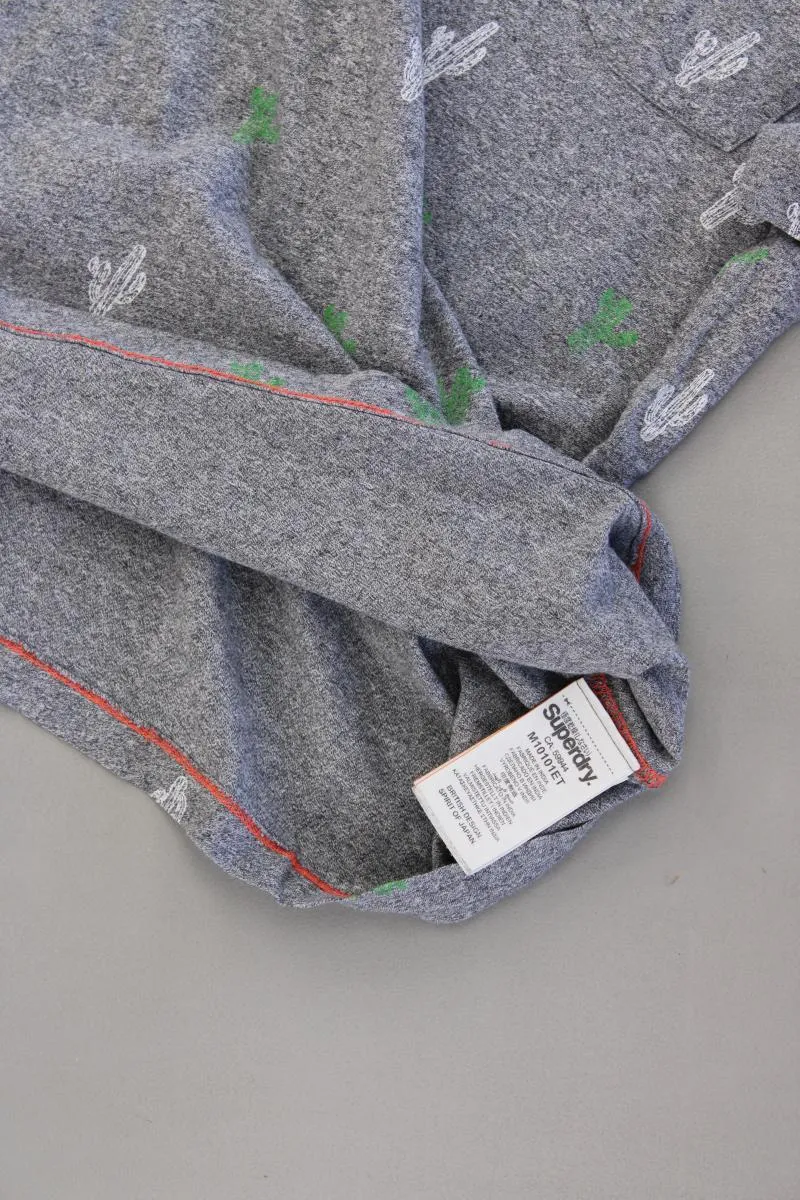Superdry Shirt mit Kaktusprint für Herren Gr. M Kurzarm grau aus Baumwolle