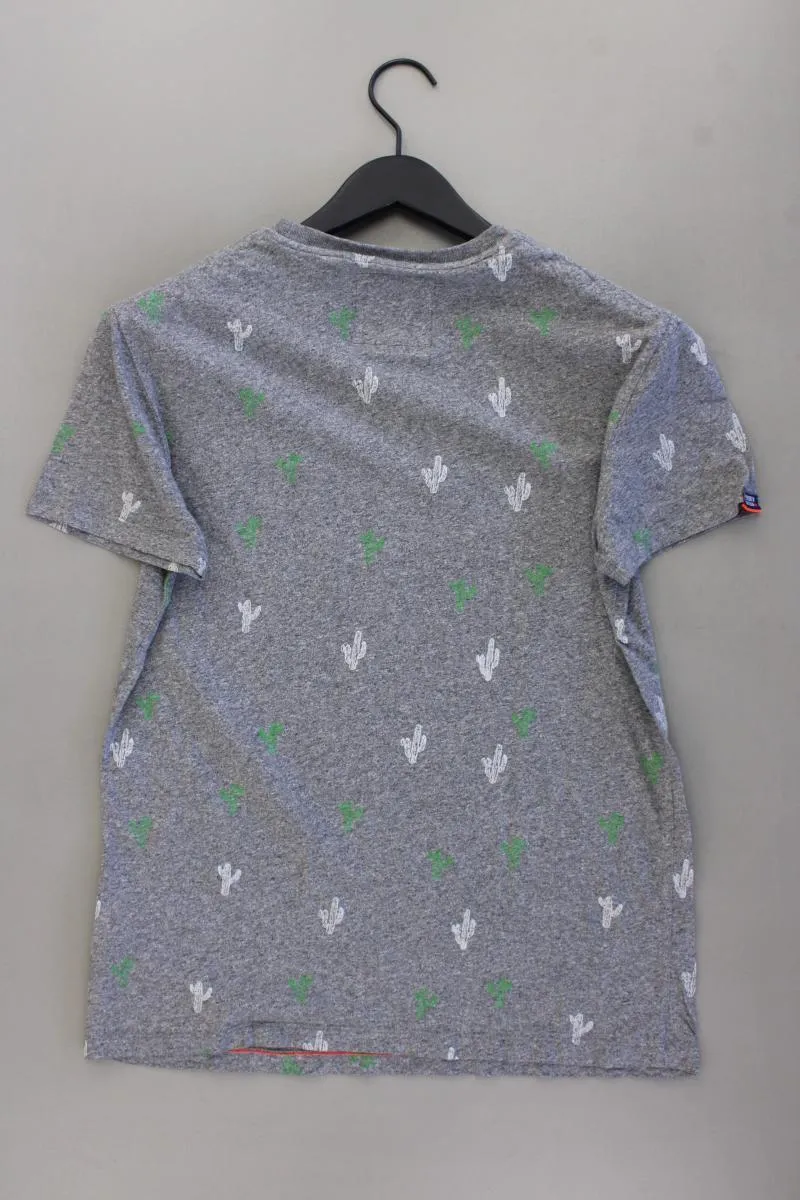 Superdry Shirt mit Kaktusprint für Herren Gr. M Kurzarm grau aus Baumwolle