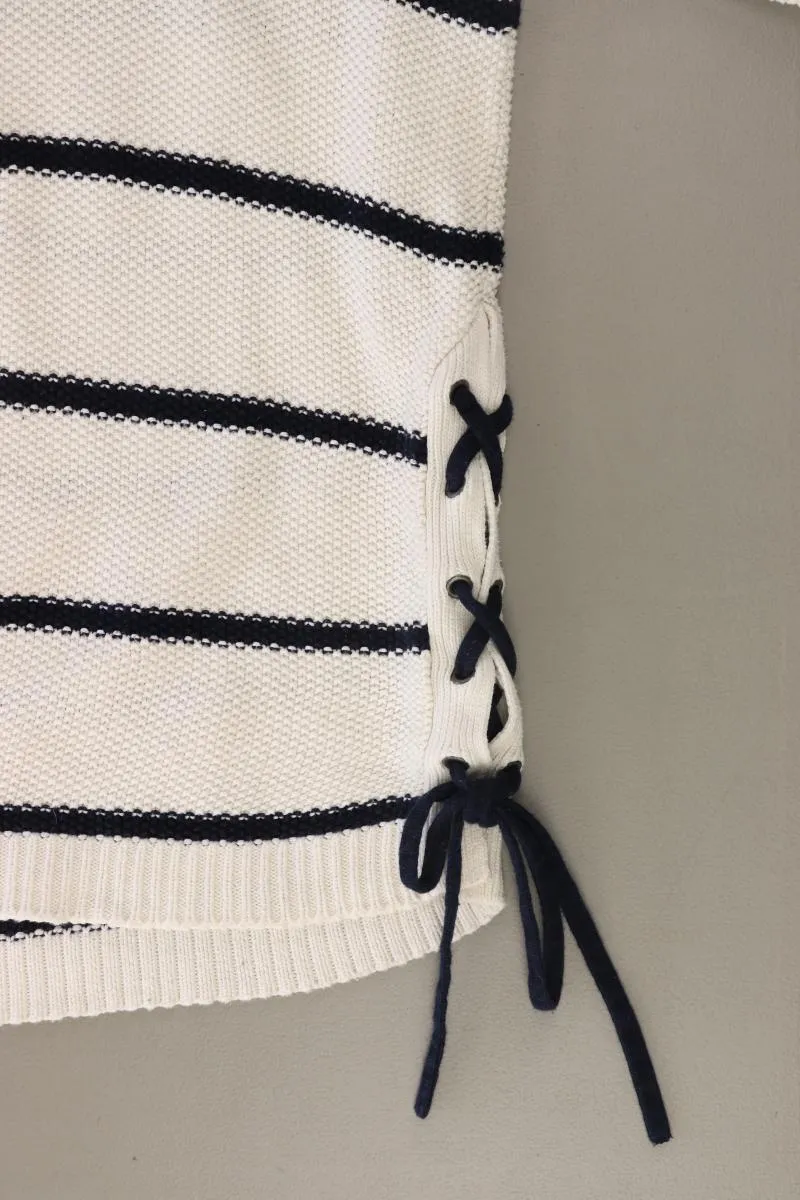edc by Esprit Grobstrickpullover Gr. S gestreift weiß aus Baumwolle