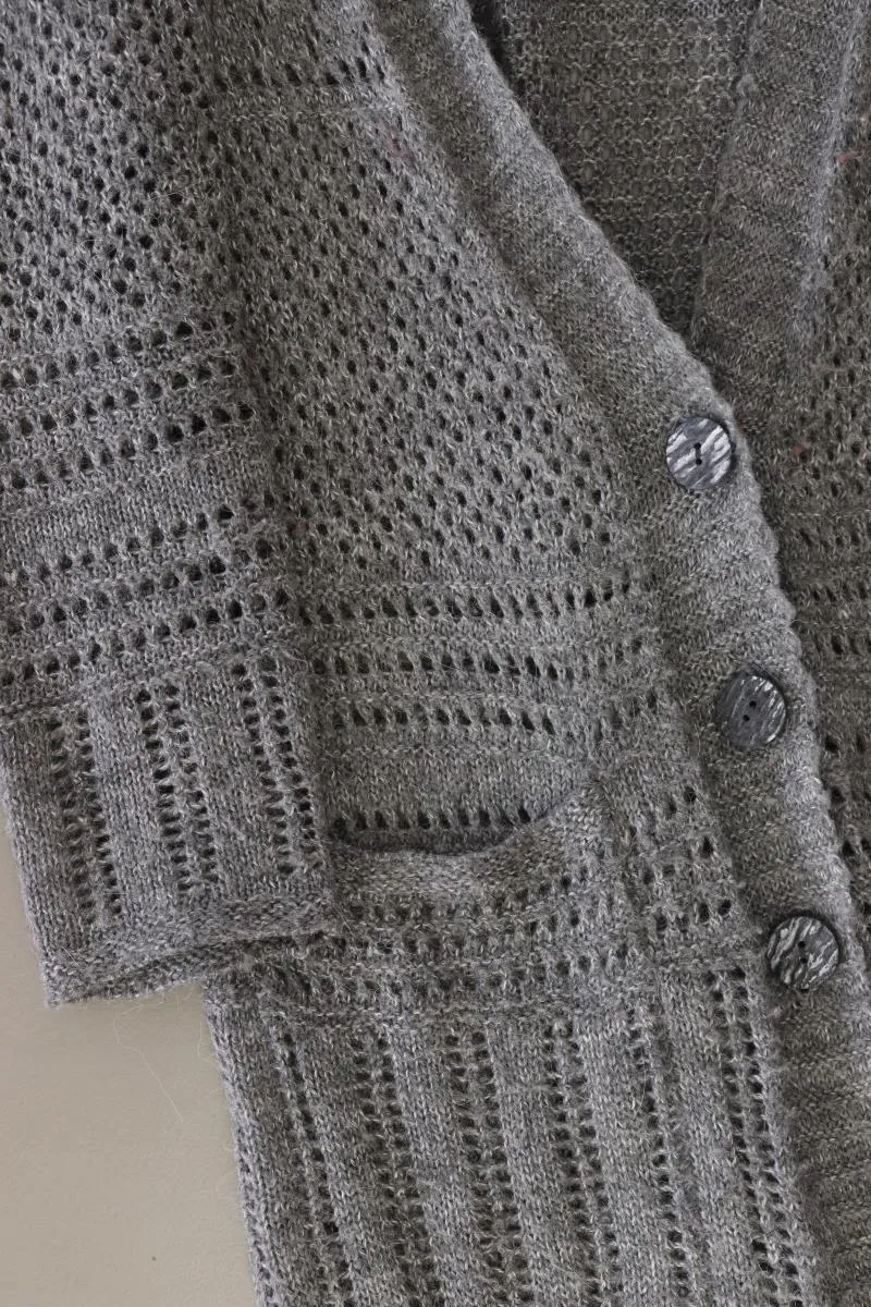 Esprit Strickjacke mit Alpakawolle Gr. XS Langarm grau aus ALPACA