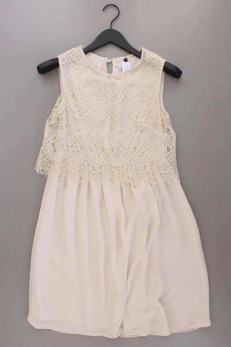Benetton Chiffonkleid Gr. S Ärmellos creme aus Polyester