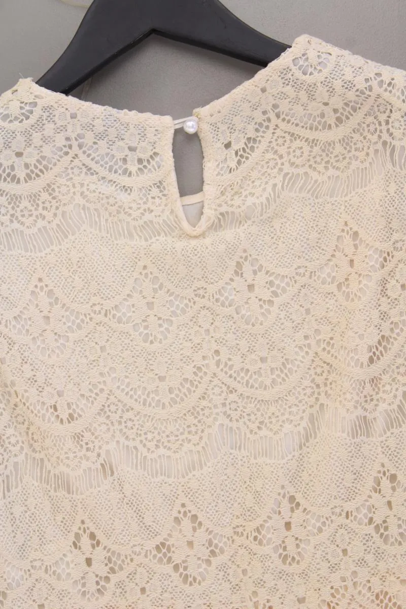 Benetton Chiffonkleid Gr. S Ärmellos creme aus Polyester