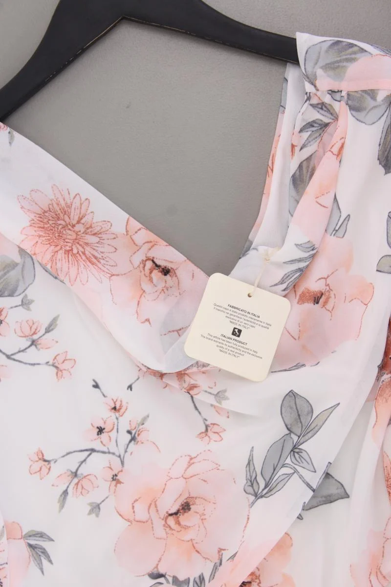 Fenzy Chiffonkleid Gr. M mit Blumenmuster neu mit Etikett Kurzarm weiß