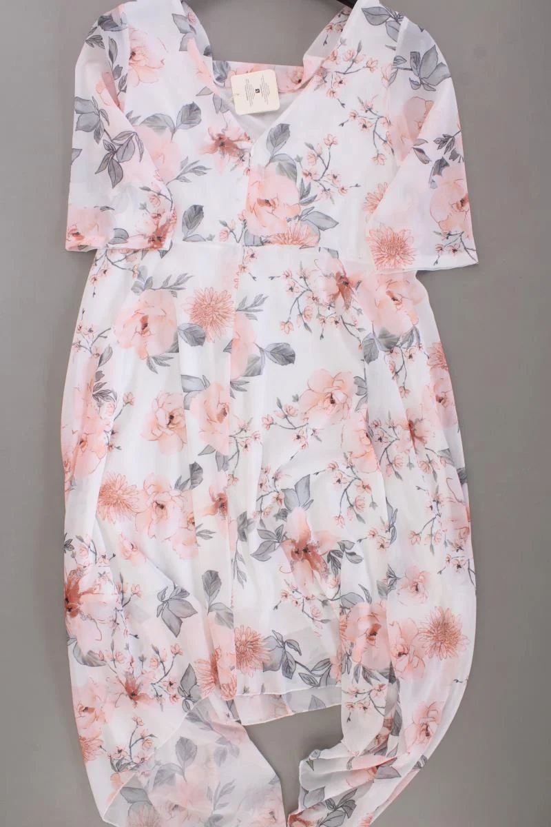 Fenzy Chiffonkleid Gr. M mit Blumenmuster neu mit Etikett Kurzarm weiß