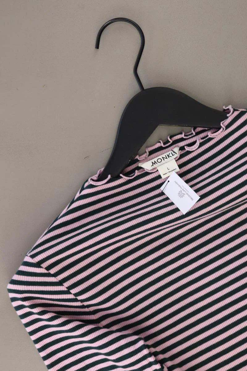Monki Ringelshirt Gr. L gestreift Langarm lila aus Baumwolle