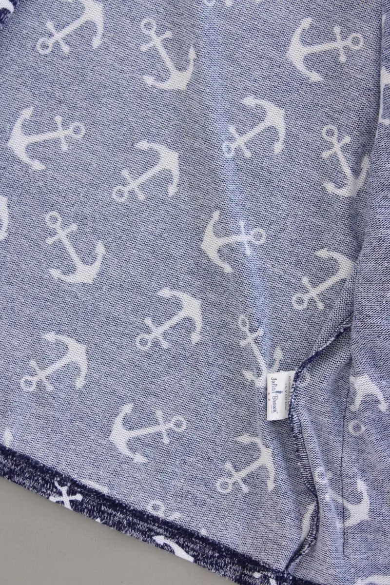 Cardigan mit Ankermuster Gr. M Langarm blau aus Polyester