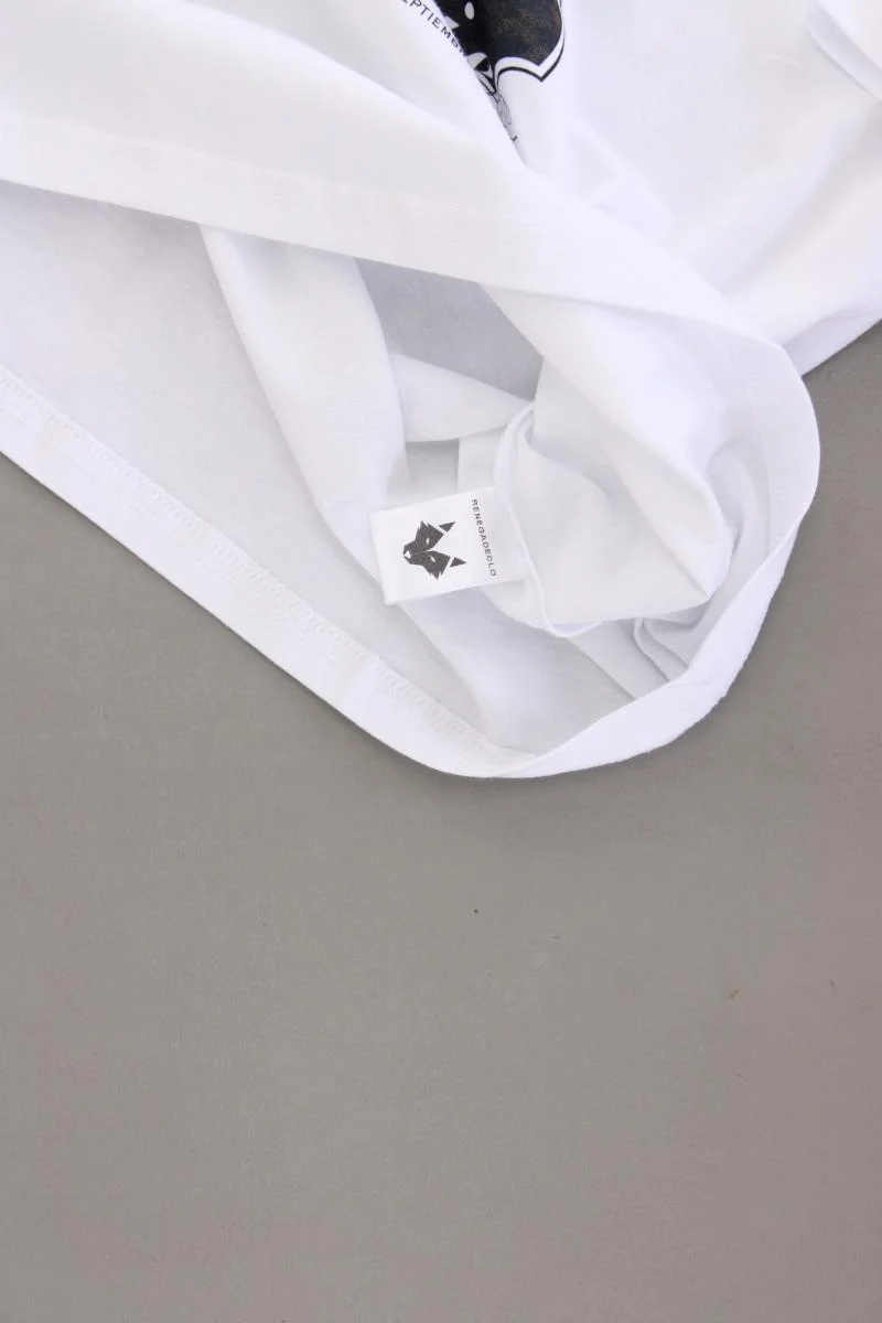 Printshirt für Herren Gr. M neu mit Etikett Kurzarm weiß aus Baumwolle