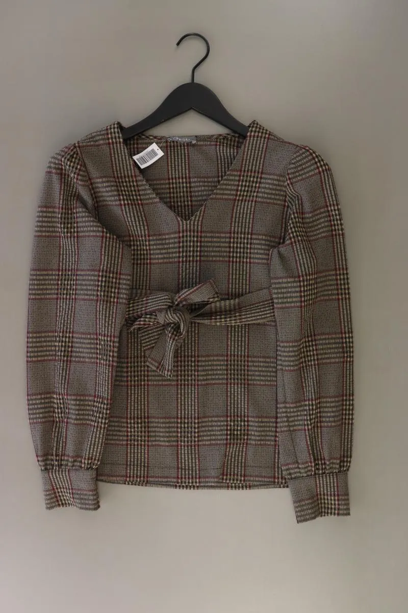 Geisha Langarmpullover Gr. L kariert mit Gürtel braun