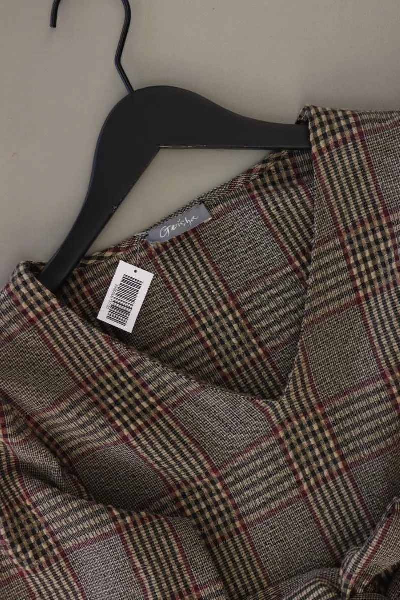 Geisha Langarmpullover Gr. L kariert mit Gürtel braun