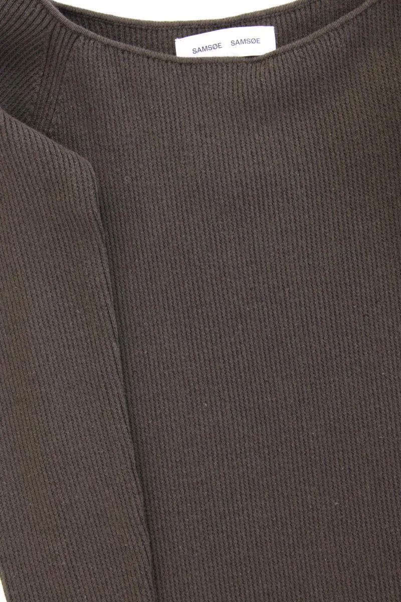 SamsøeSamsøe Strickkleid Gr. L Langarm mit Carmen-Ausschnitt braun aus Baumwolle