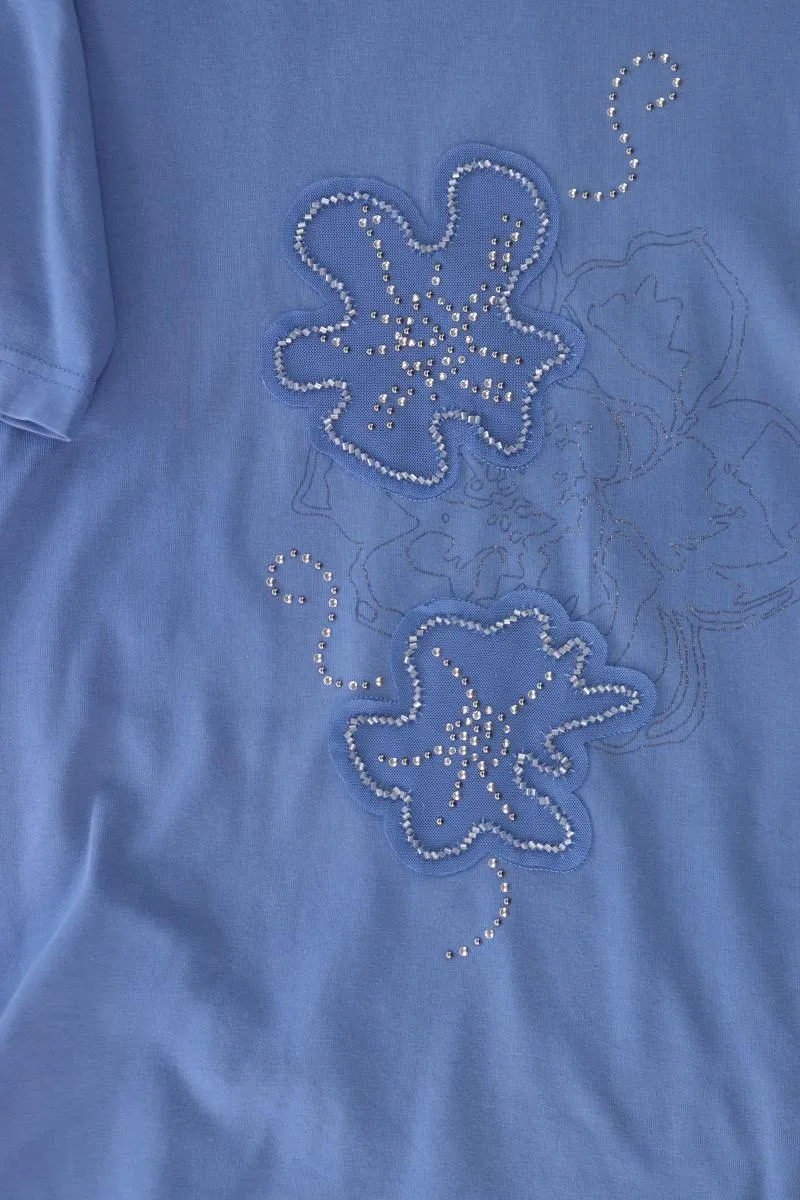 Gerry Weber T-Shirt Gr. 42 Kurzarm blau