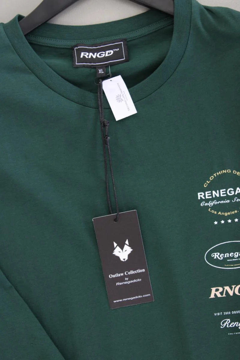Printshirt für Herren Gr. XL neu mit Etikett Kurzarm grün aus Baumwolle