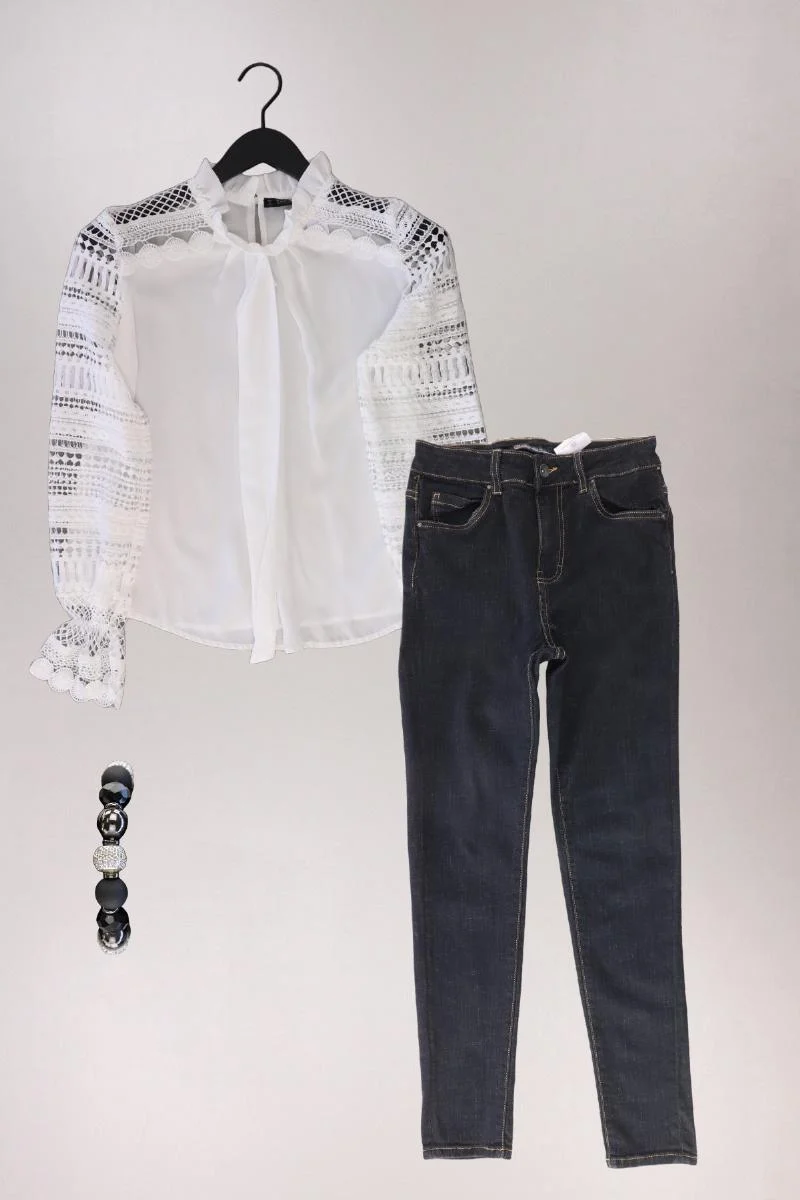 Second Hand Outfit Größe S mit Schluppenbluse in Gr. S und Armband