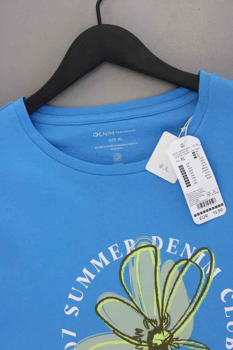 Tom Tailor (Denim) Printshirt Gr. XL neu mit Etikett Kurzarm blau aus Baumwolle