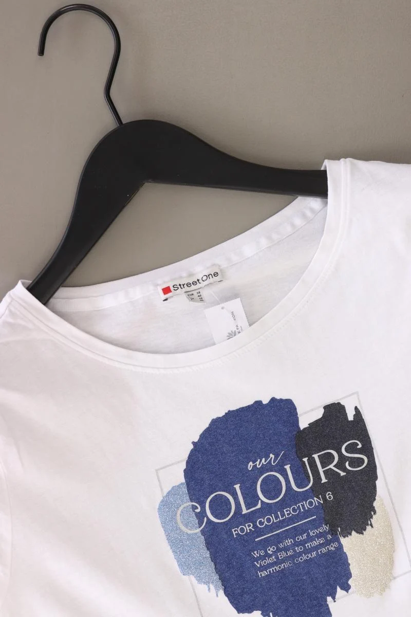 Street One Printshirt Gr. 38 Kurzarm weiß aus Baumwolle