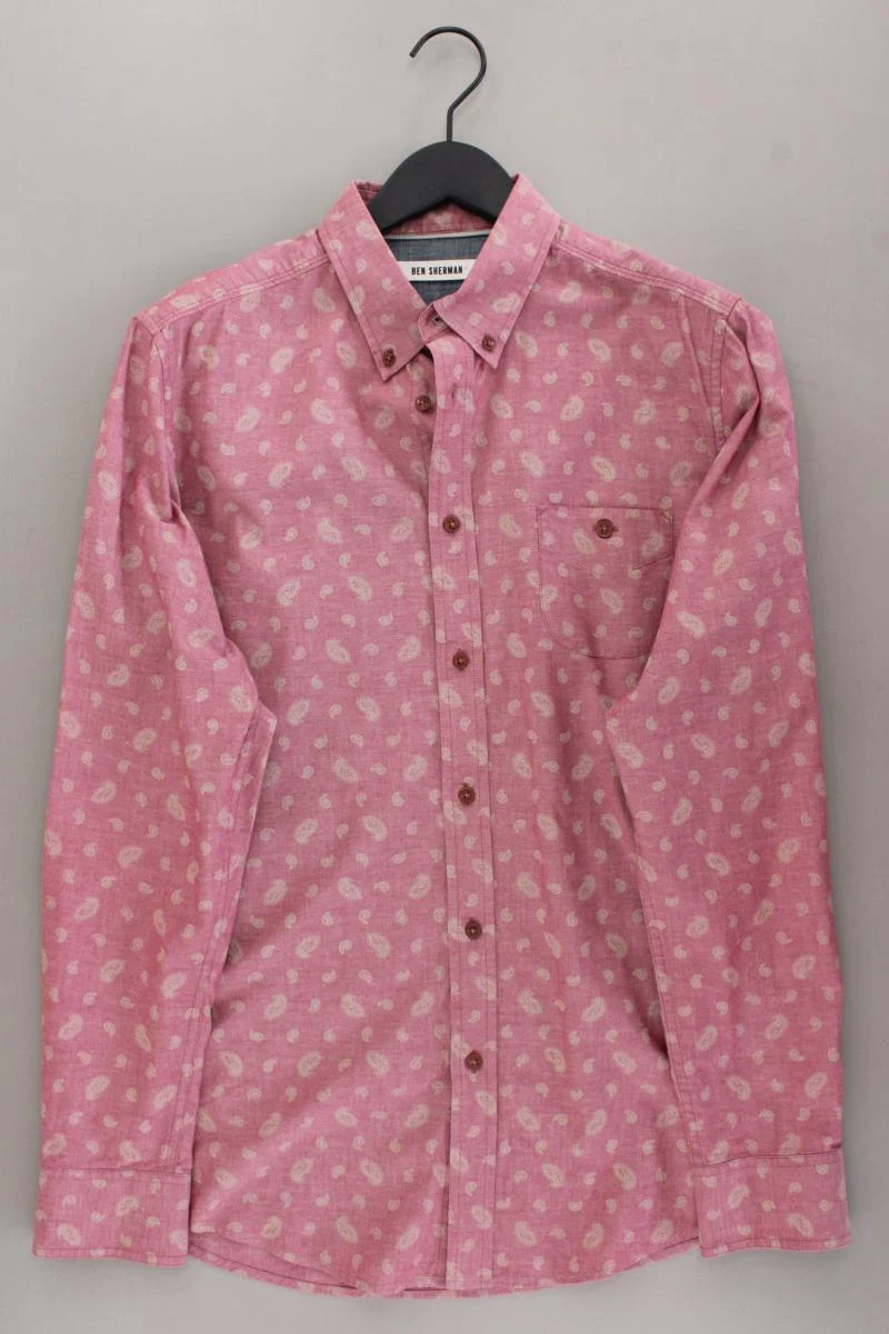 Ben Sherman Langarmhemd für Herren Gr. L mit Paisleymuster rosa aus Baumwolle