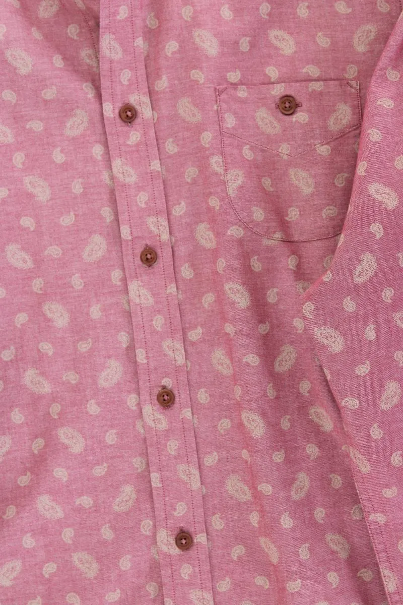 Ben Sherman Langarmhemd für Herren Gr. L mit Paisleymuster rosa aus Baumwolle