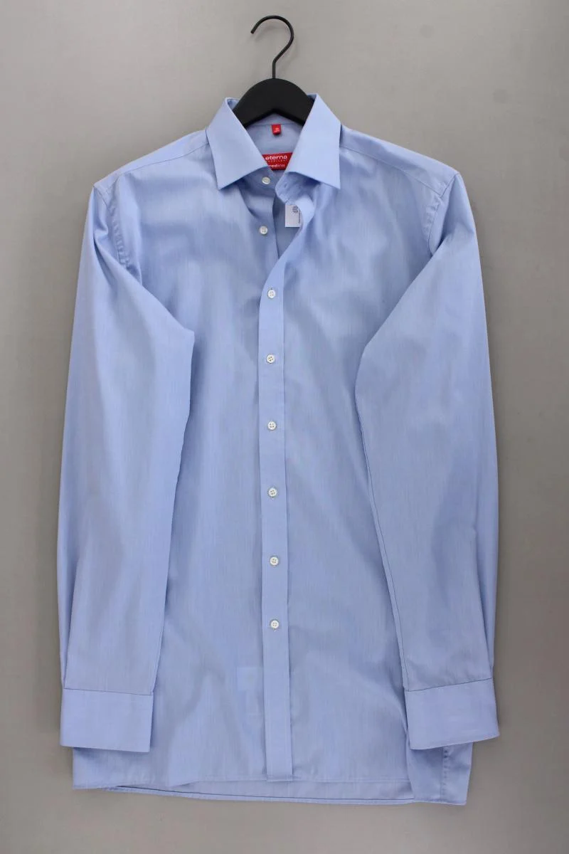 Eterna Langarmhemd für Herren Gr. Hemdgröße 39 blau aus Baumwolle