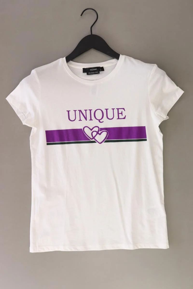 Hallhuber Printshirt Gr. S Kurzarm weiß aus Baumwolle