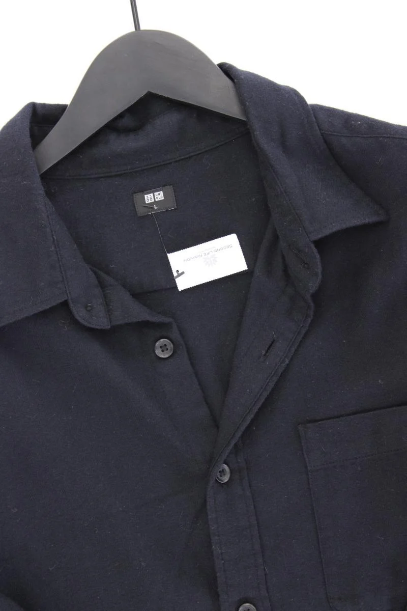 Uniqlo Langarmhemd für Herren Gr. L blau aus Baumwolle