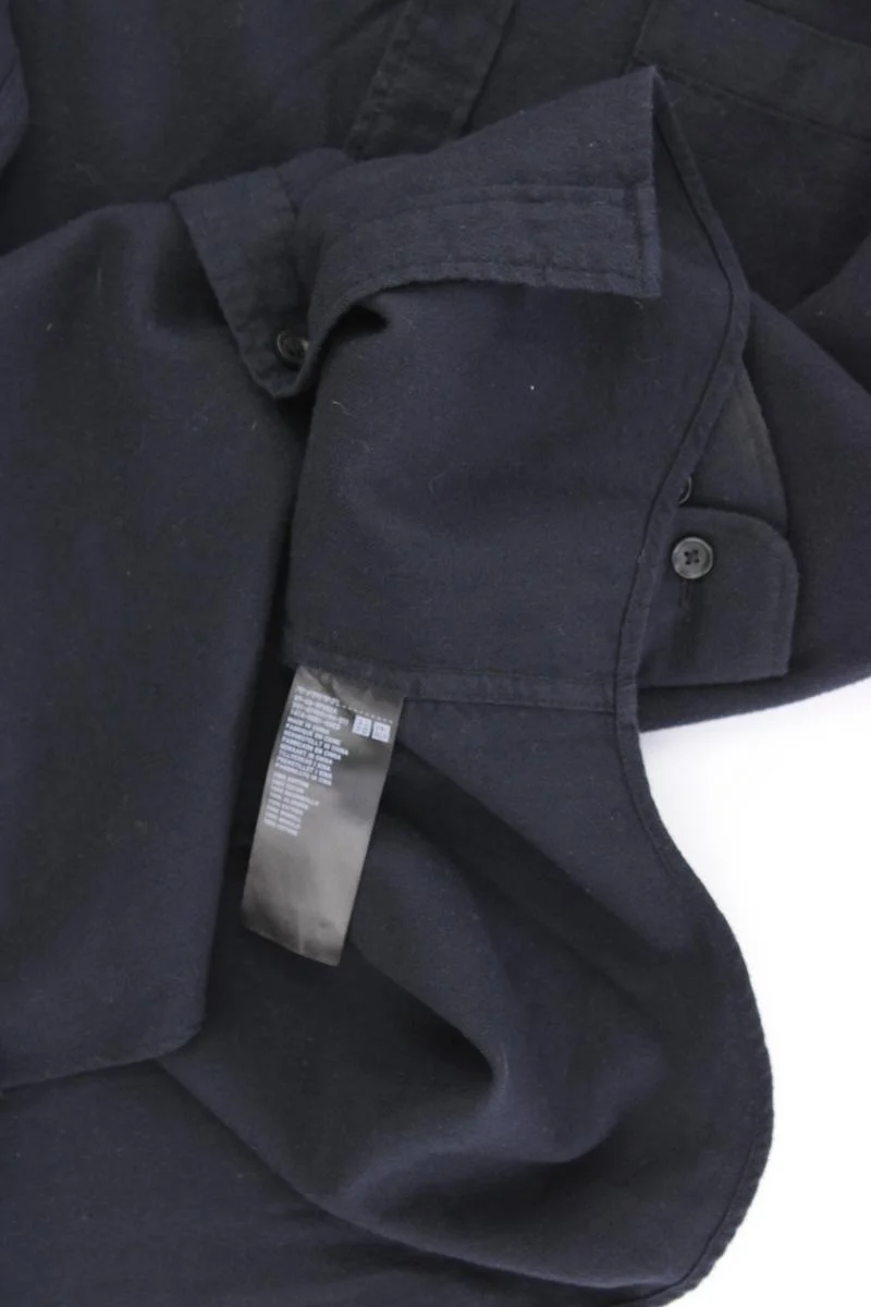 Uniqlo Langarmhemd für Herren Gr. L blau aus Baumwolle