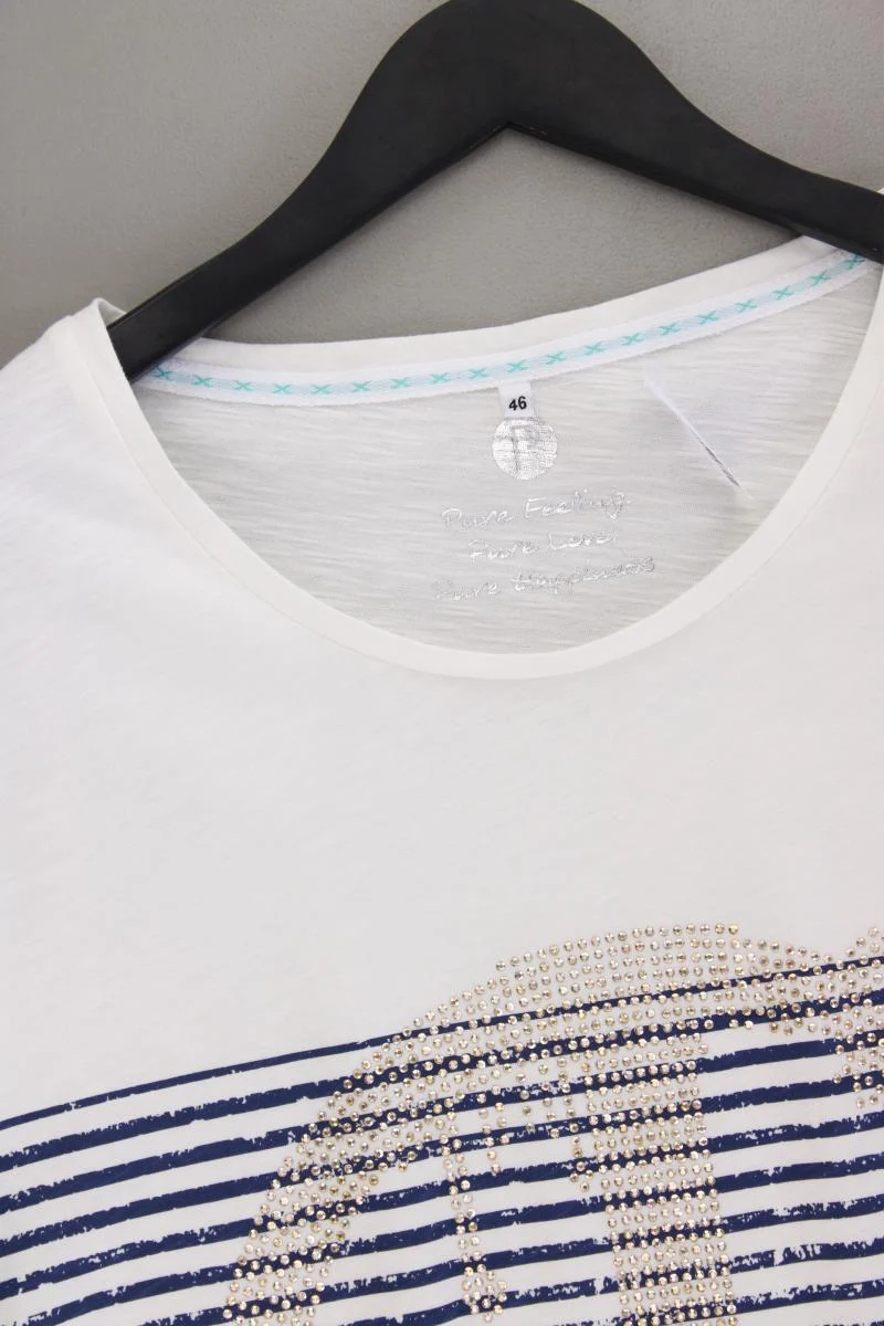 Ringelshirt Gr. 46 gestreift Kurzarm blau aus Baumwolle