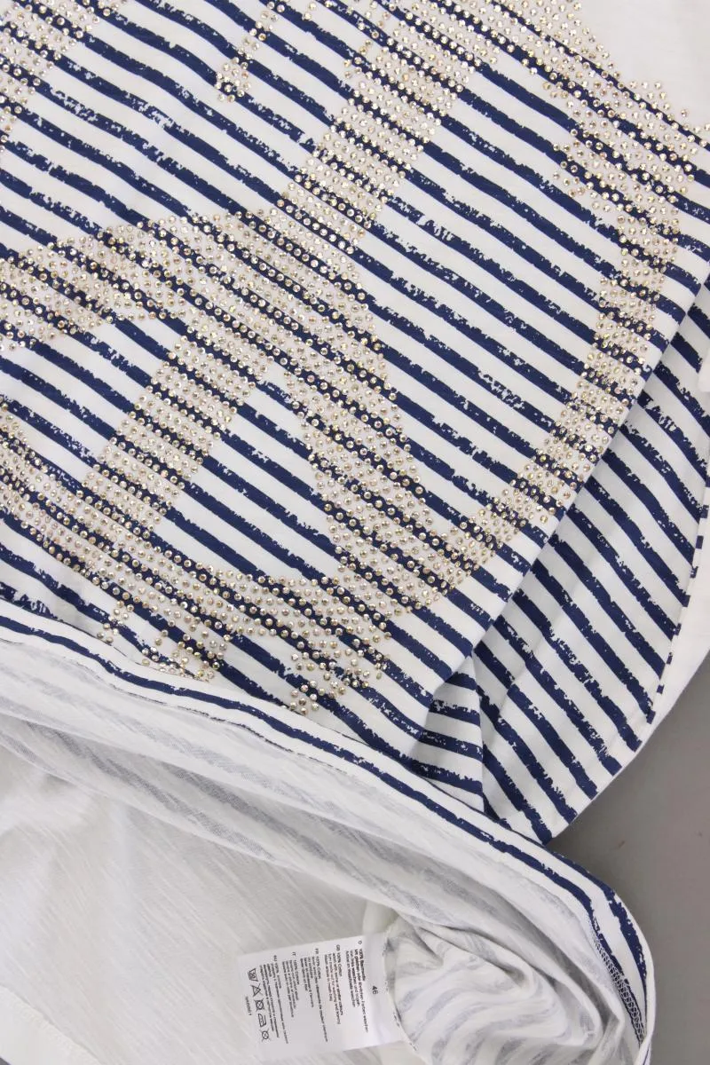 Ringelshirt Gr. 46 gestreift Kurzarm blau aus Baumwolle