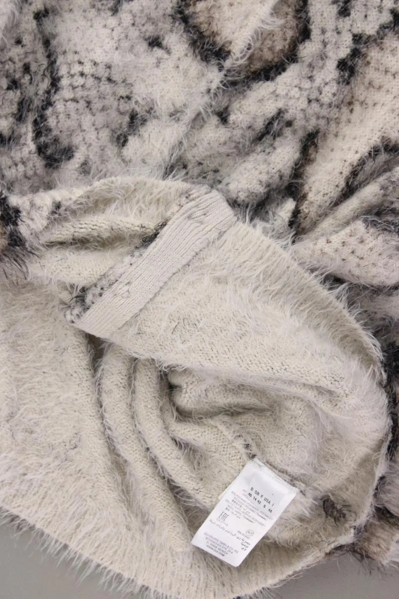Oui Classic Cardigan Gr. 40 mit Tierdruck neuwertig Langarm grau aus Polyacryl