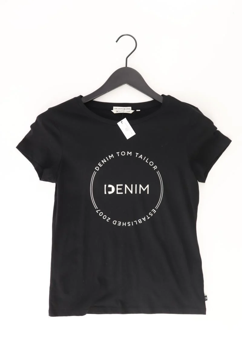 Tom Tailor Printshirt Gr. S Kurzarm schwarz aus Baumwolle