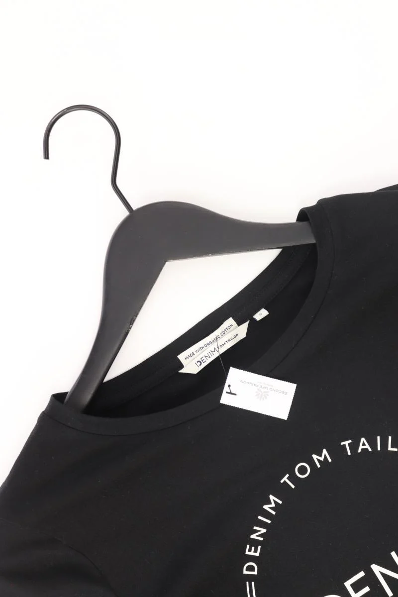 Tom Tailor Printshirt Gr. S Kurzarm schwarz aus Baumwolle