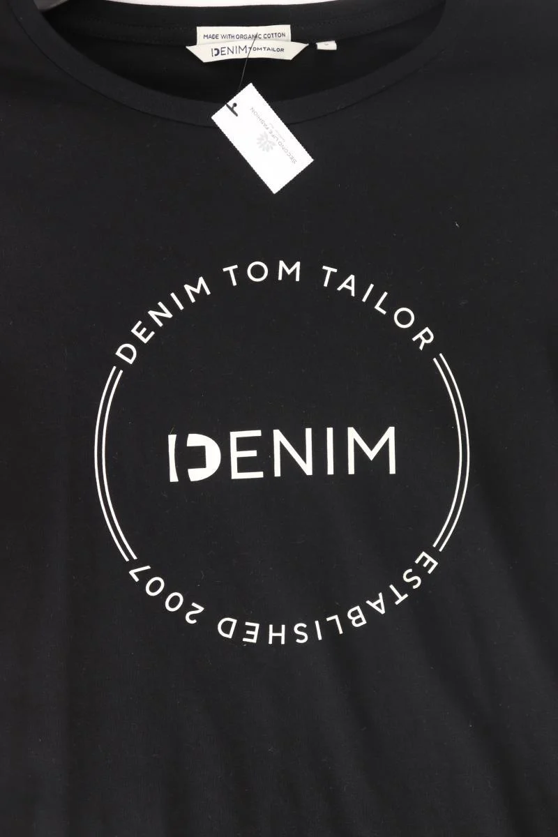 Tom Tailor Printshirt Gr. S Kurzarm schwarz aus Baumwolle
