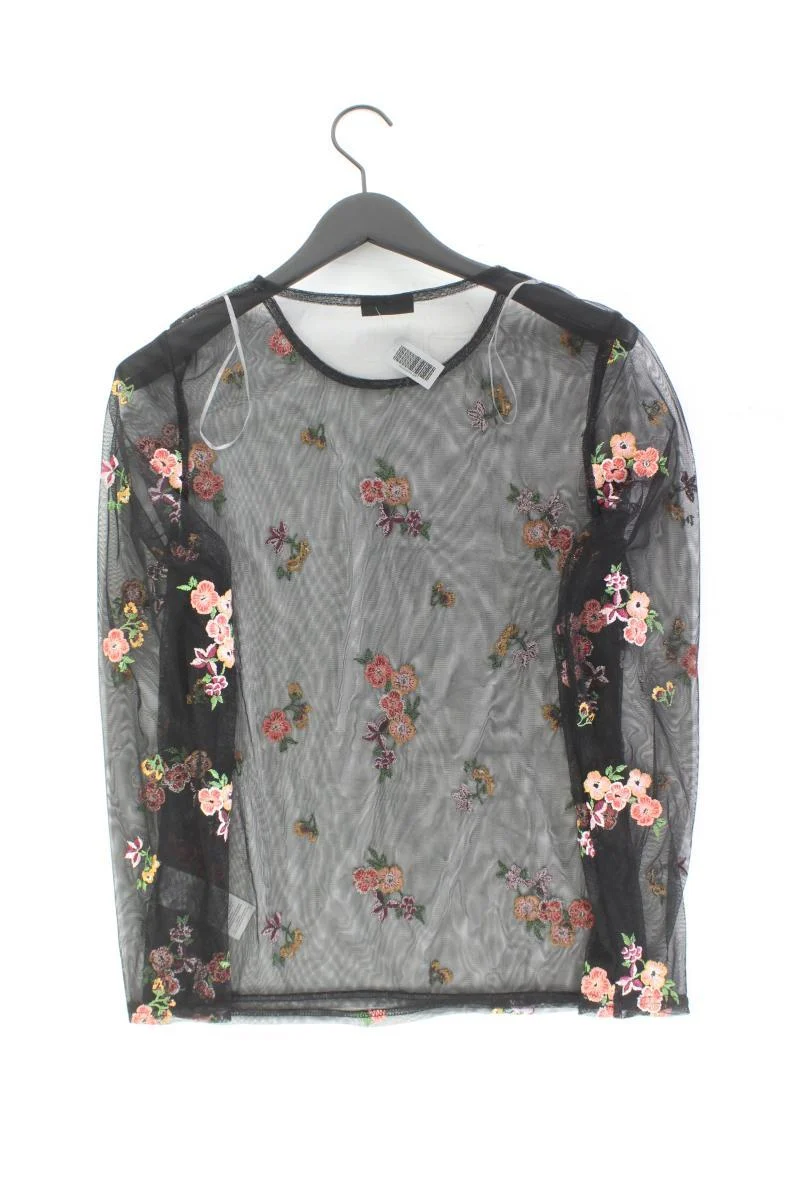 Janine Mesh Shirt Gr. 44 mit Blumenmuster Langarm schwarz aus Polyester