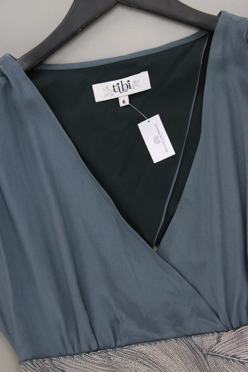 Tibi New York Seidenkleid Gr. US 6 (S) Kurzarm grau