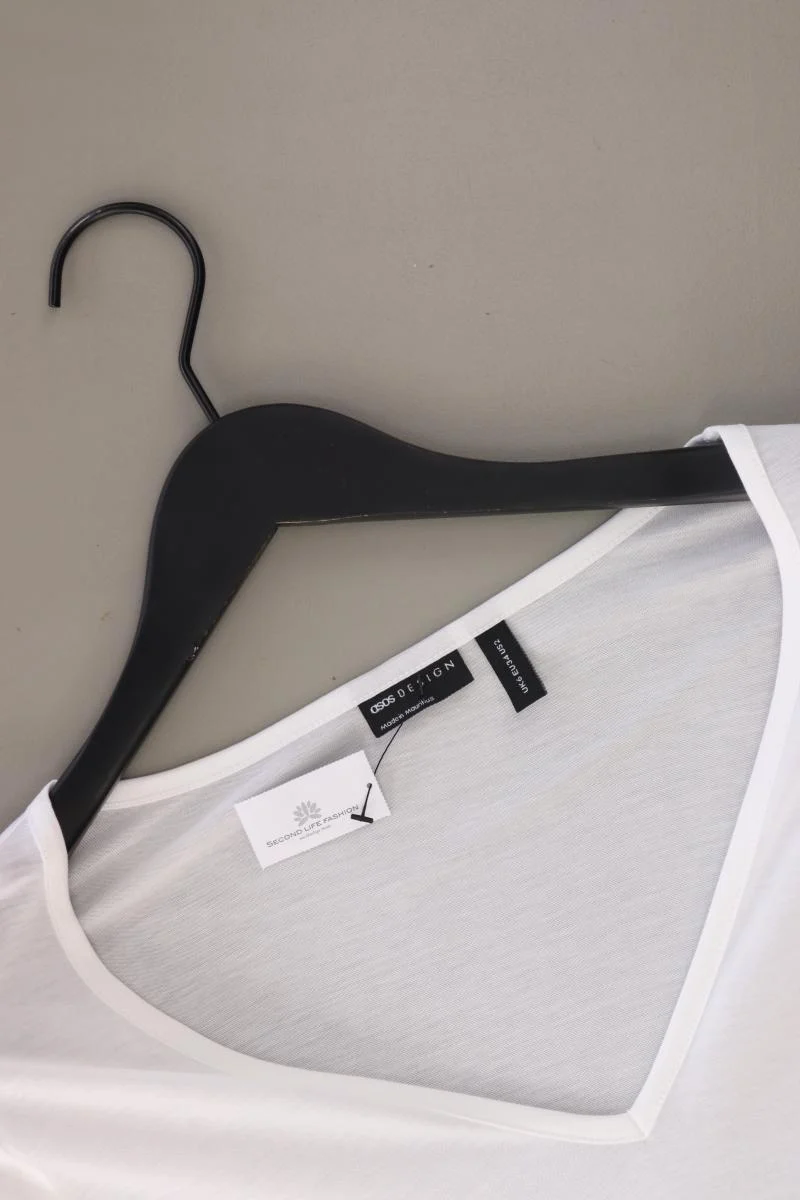 Asos Shirt mit V-Ausschnitt Gr. 34 Kurzarm weiß aus Lyocell
