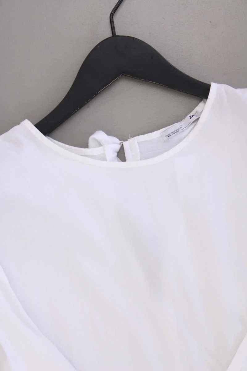 Zara T-Shirt Gr. M Kurzarm weiß aus Baumwolle