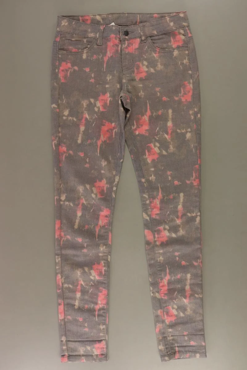 Pieces Five-Pocket-Hose Gr. XS/s mit Blumenmuster grau aus Baumwolle
