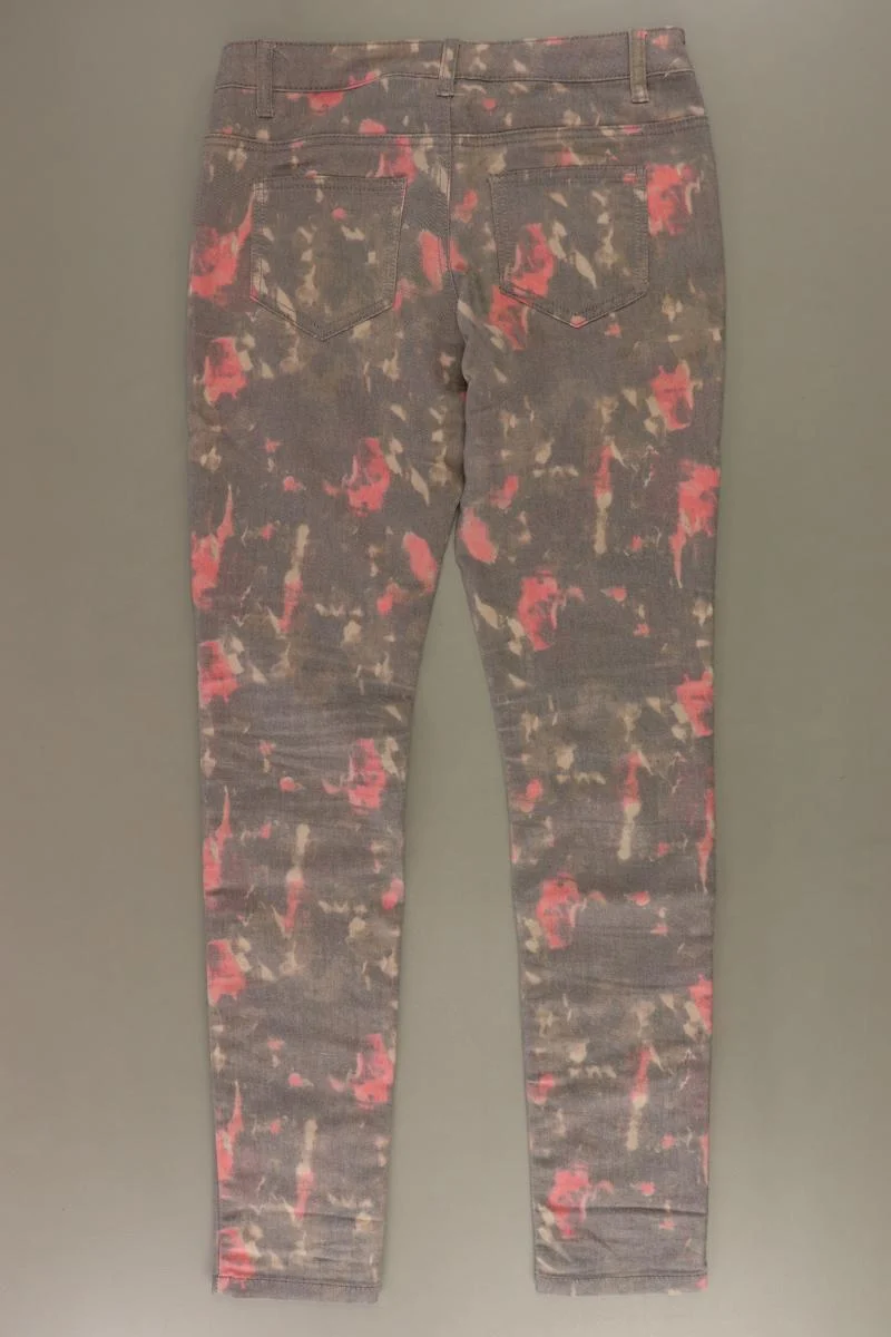 Pieces Five-Pocket-Hose Gr. XS/s mit Blumenmuster grau aus Baumwolle
