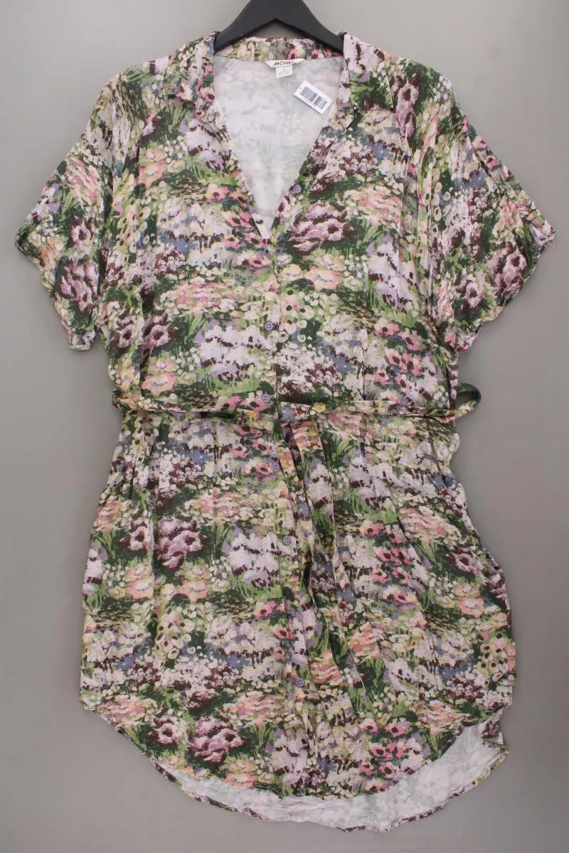 Monki Kurzarmkleid Gr. XL mit Gürtel mehrfarbig aus Viskose