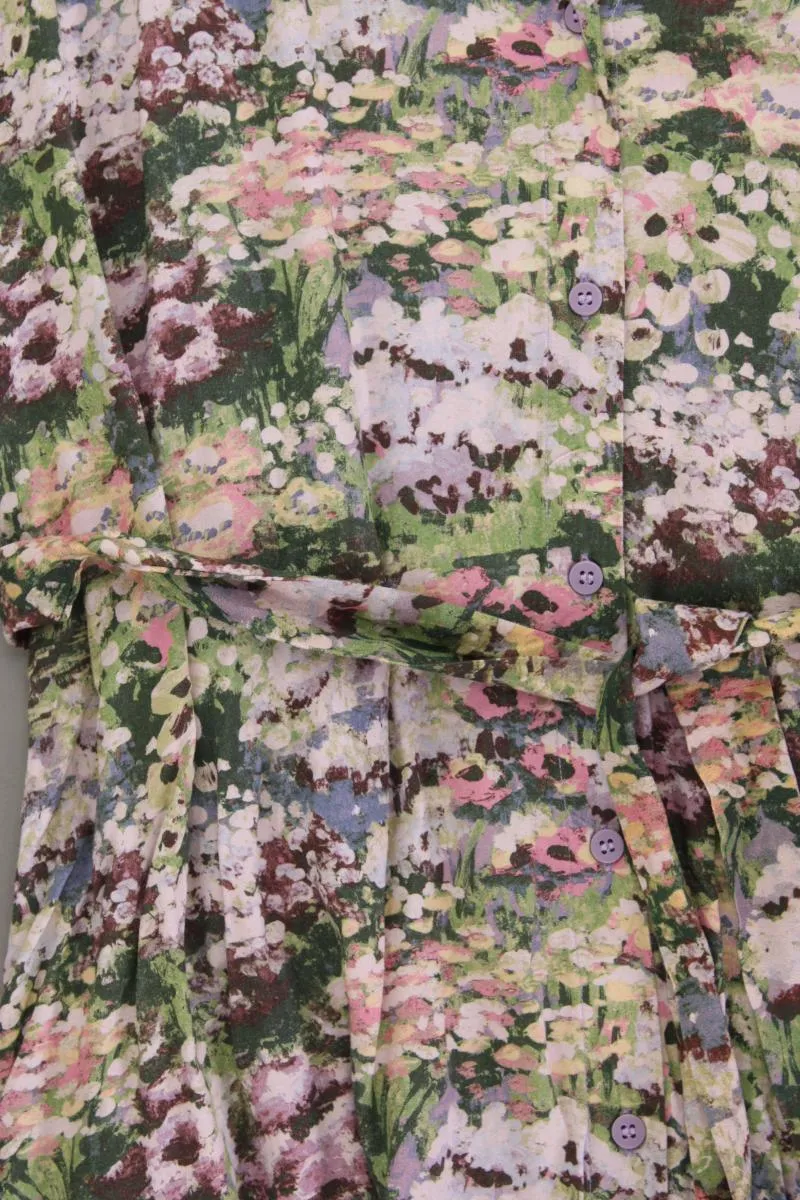 Monki Kurzarmkleid Gr. XL mit Gürtel mehrfarbig aus Viskose