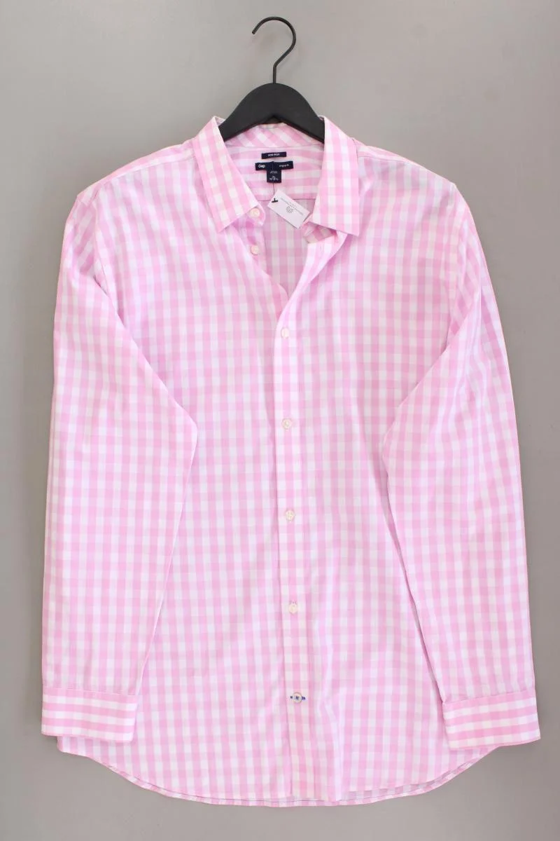 GAP Karohemd für Herren Gr. XL kariert Langarm pink aus Baumwolle