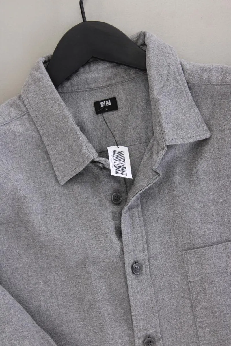 Uniqlo Langarmhemd für Herren Gr. L grau aus Baumwolle