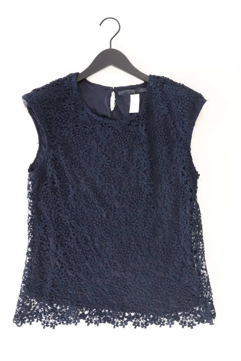 Luxzuz Shirt mit Spitze Gr. L mit Blumenmuster Kurzarm blau aus Polyester