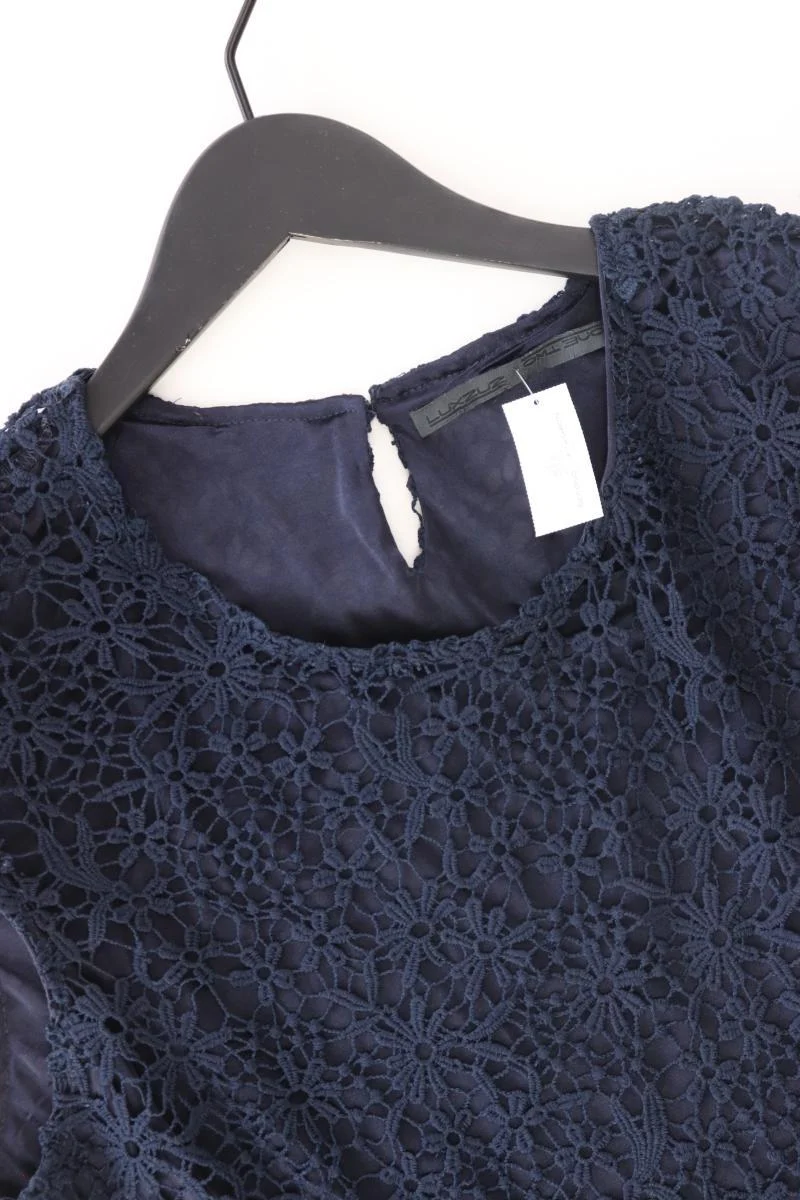 Luxzuz Shirt mit Spitze Gr. L mit Blumenmuster Kurzarm blau aus Polyester