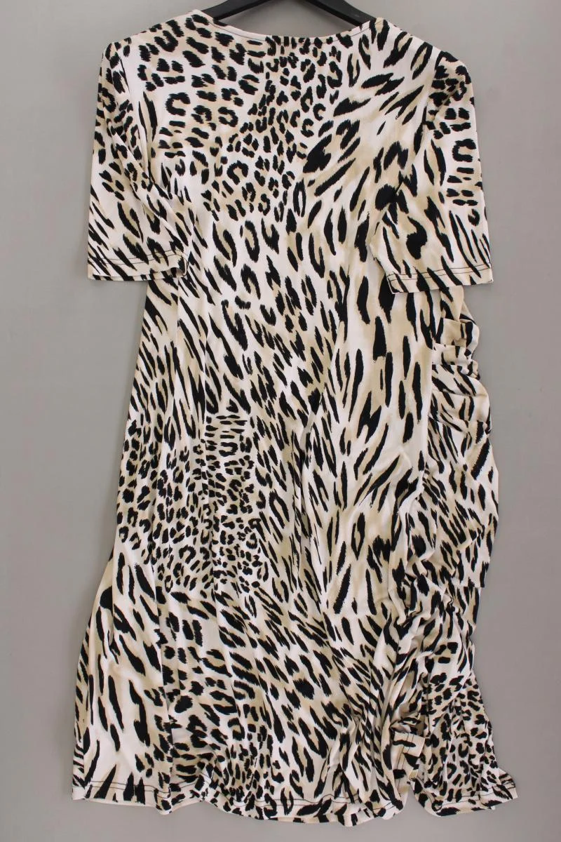 Nina Leonard Kleid Gr. XL mit Tierdruck Kurzarm braun aus Polyester