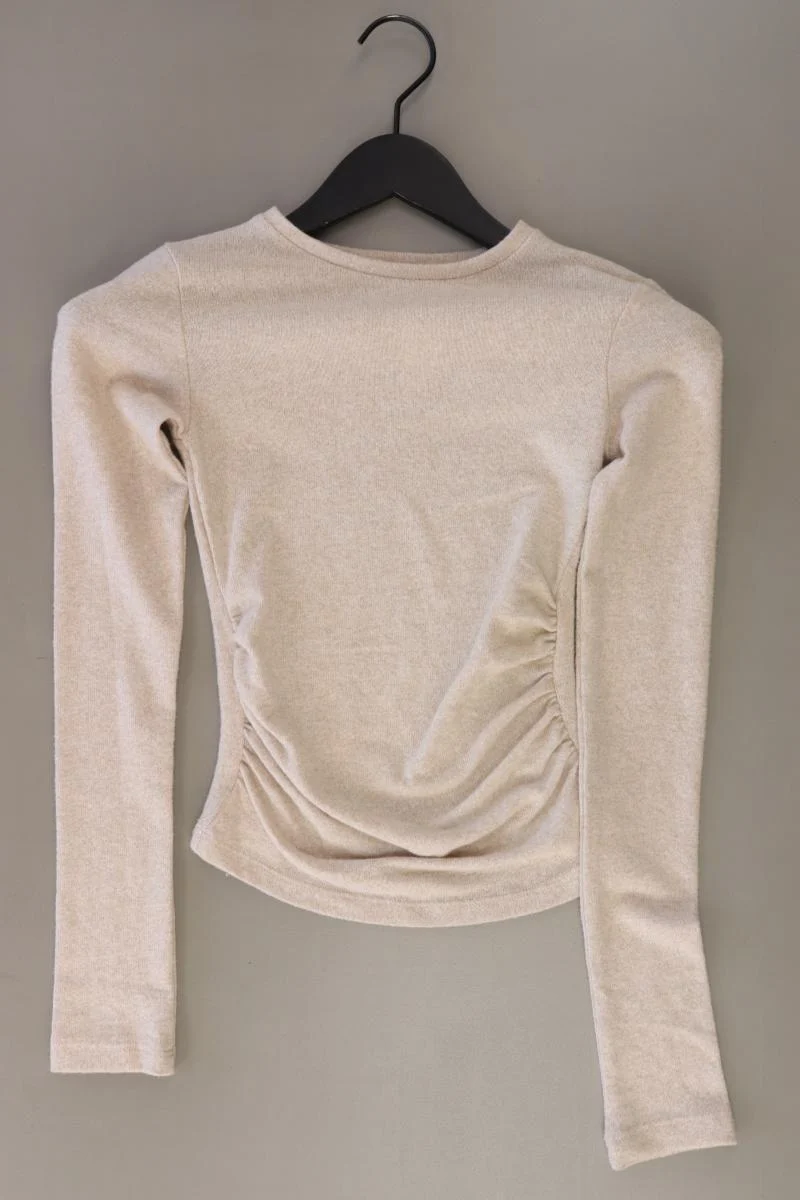 Pull&Bear Longsleeve-Shirt Gr. XS Langarm creme aus Polyester